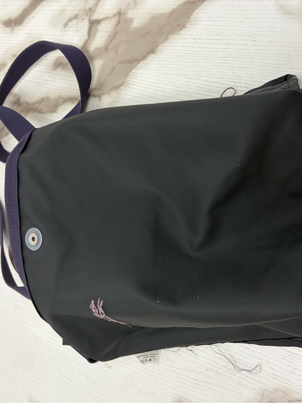 Longchamp Le Pliage Club Backpack Purple Nylon Leather Trim Small Bag L1699619 - Picture 10 of 10